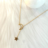 dream moon & star necklace - golden