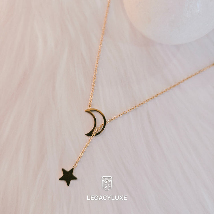 dream moon & star necklace - golden