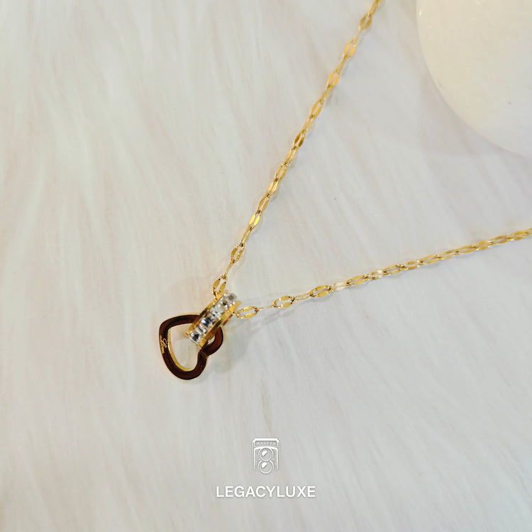 double heart ring necklace golden