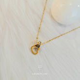 double heart ring necklace golden