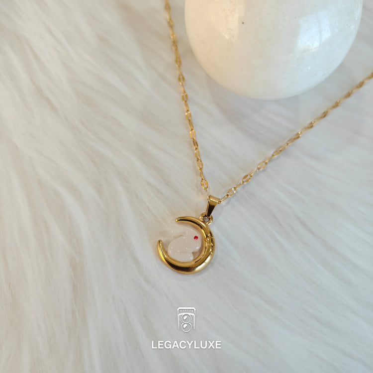 Crescent Glow Rabbit Necklace