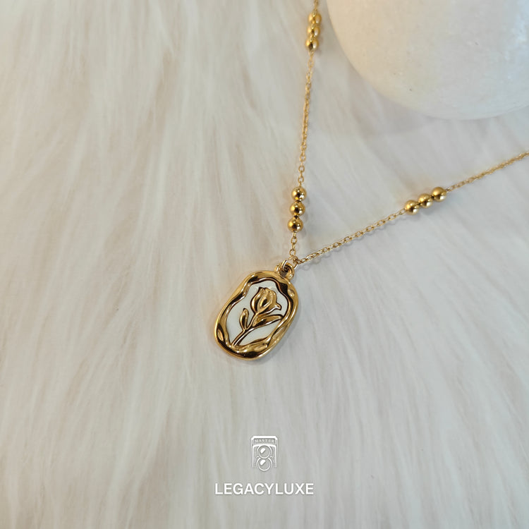 Vintage Rose Coin Necklace