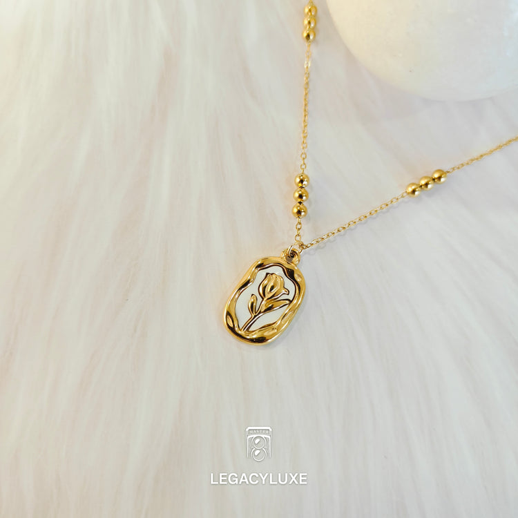 Vintage Rose Coin Necklace