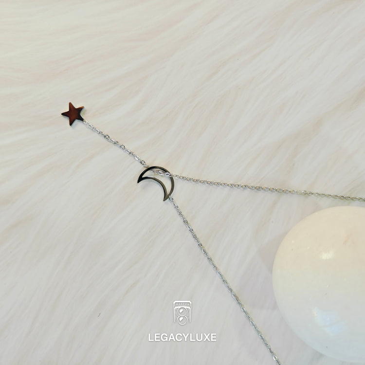 dream moon & star necklace -silver