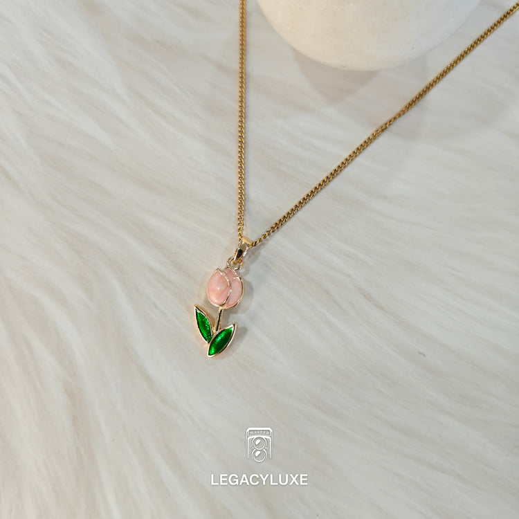 PinkRosette Necklac