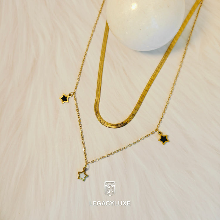 Black & Bloom Layers Necklace