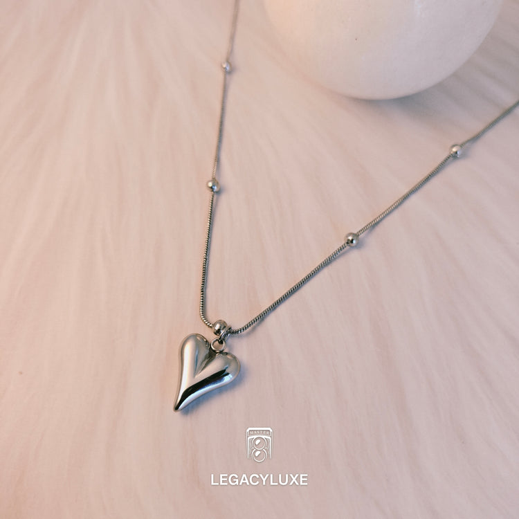 Silver V Heart Necklace