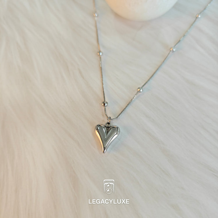 Silver V Heart Necklace