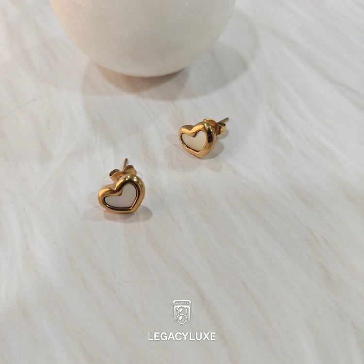 WhiteBloom Heart Studs