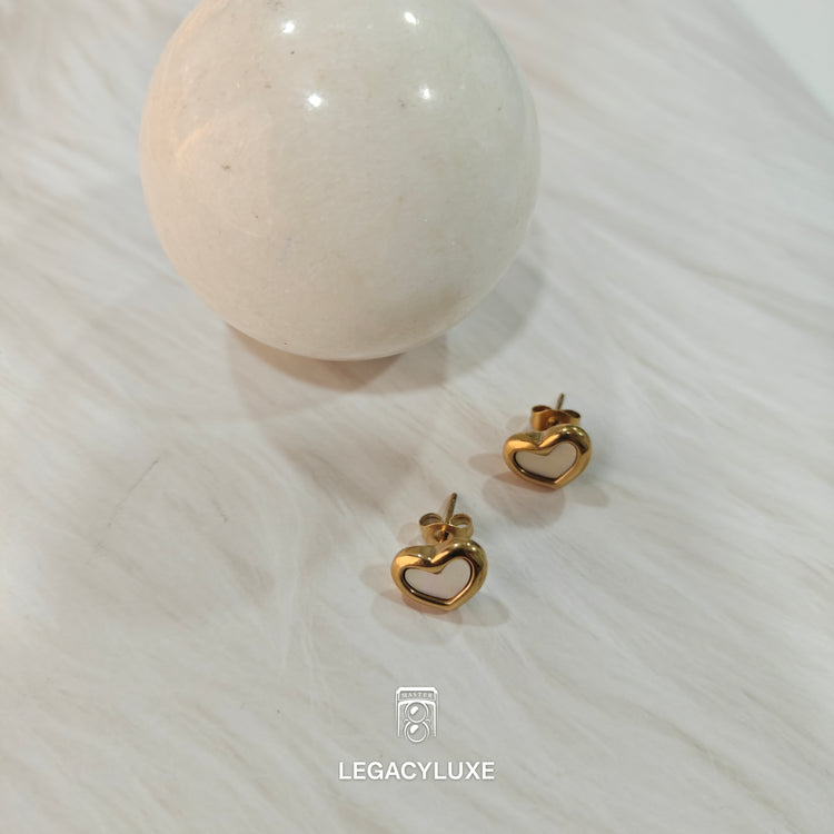 WhiteBloom Heart Studs