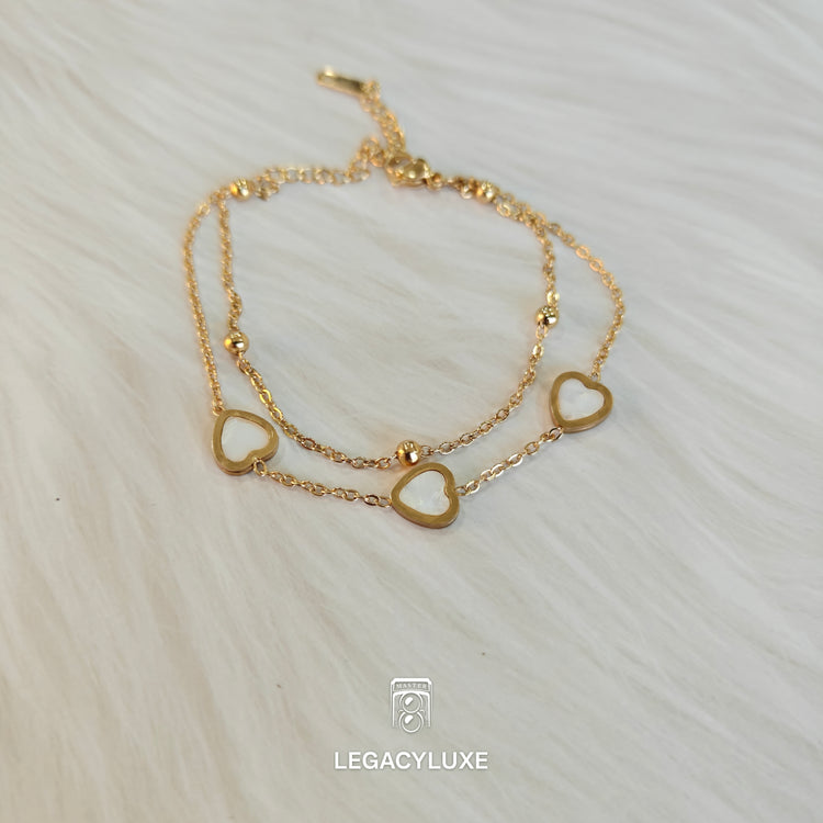 white pearl heart bracelet
