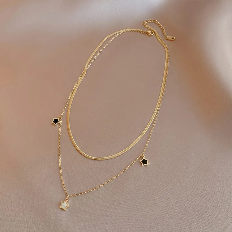 Black & Bloom Layers Necklace
