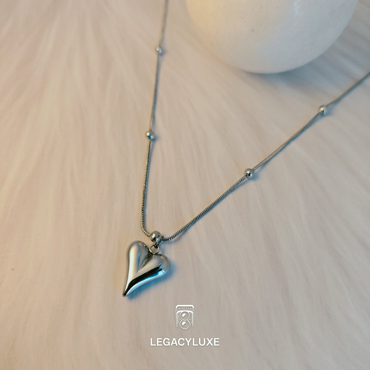 Silver V Heart Necklace