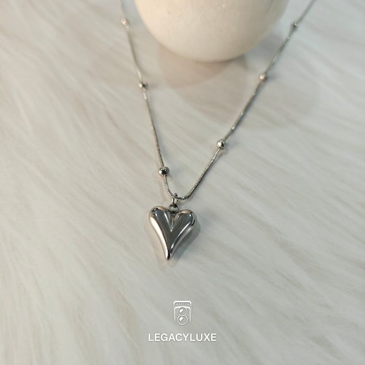 Silver V Heart Necklace