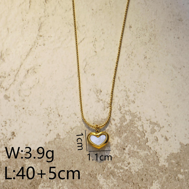 Peach Heart White Shell necklace