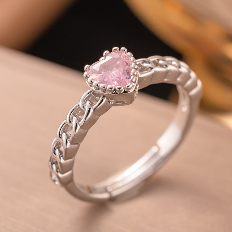 small pink heart diamond ring