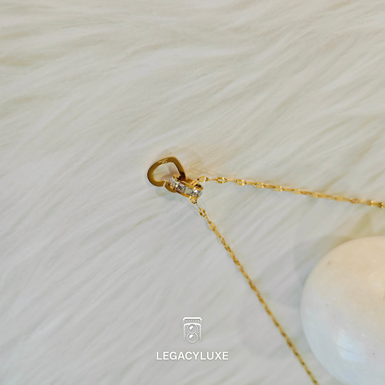 double heart ring necklace golden