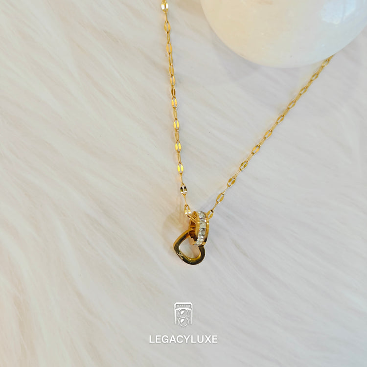 double heart ring necklace golden