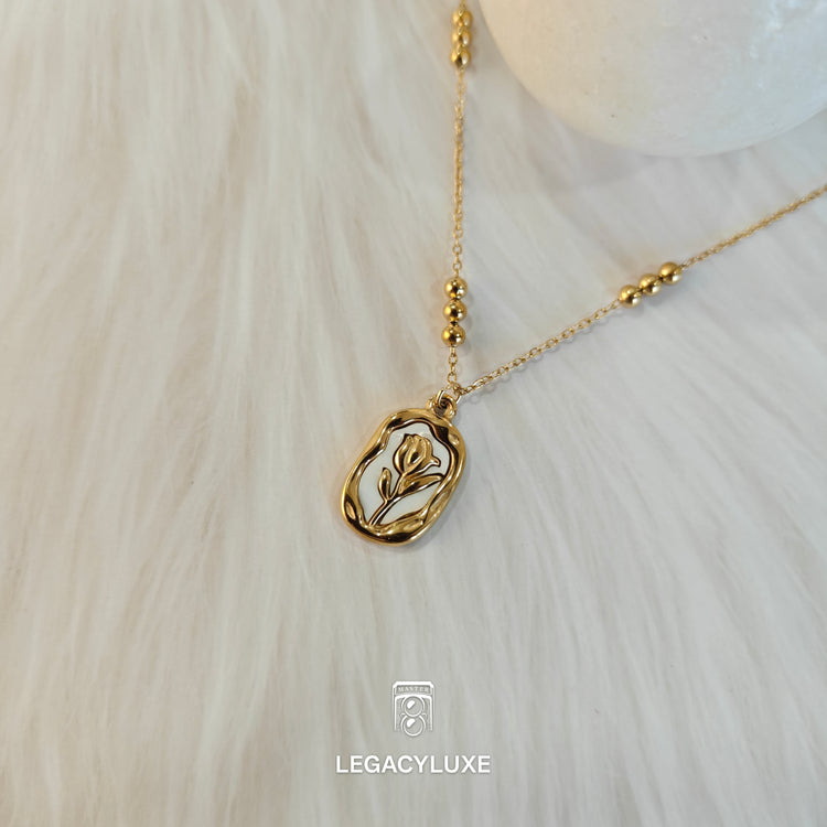 Vintage Rose Coin Necklace