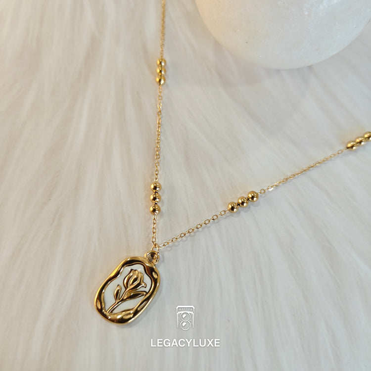 Vintage Rose Coin Necklace