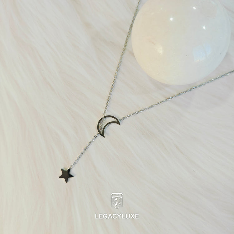 dream moon & star necklace -silver