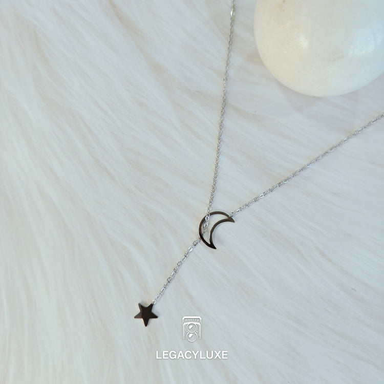 dream moon & star necklace -silver