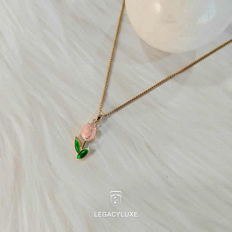PinkRosette Necklac
