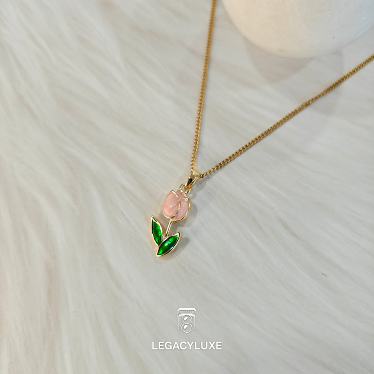 PinkRosette Necklac