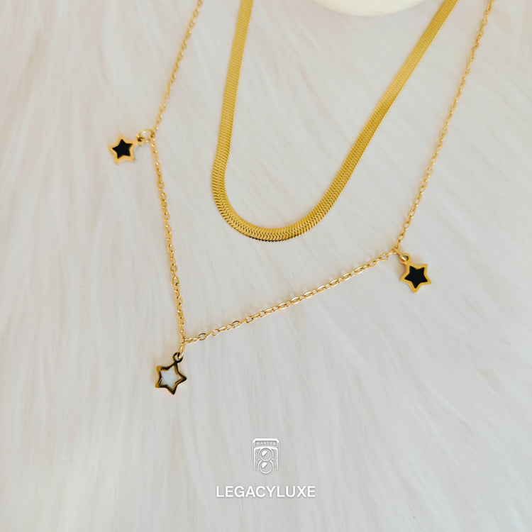 Black & Bloom Layers Necklace