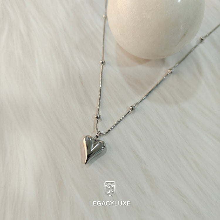 Silver V Heart Necklace