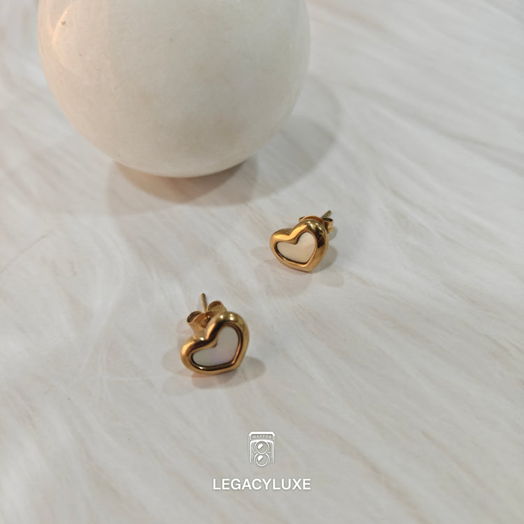 WhiteBloom Heart Studs