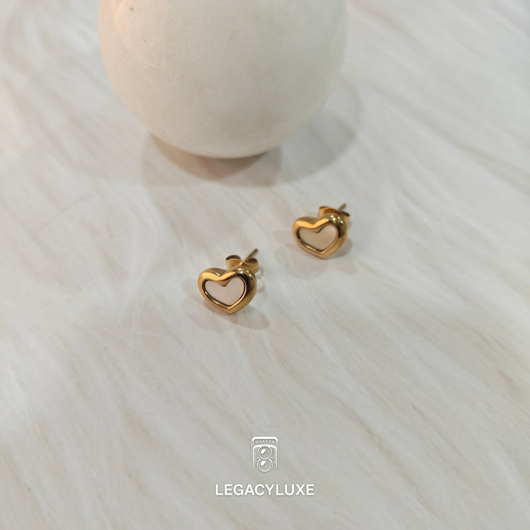 WhiteBloom Heart Studs