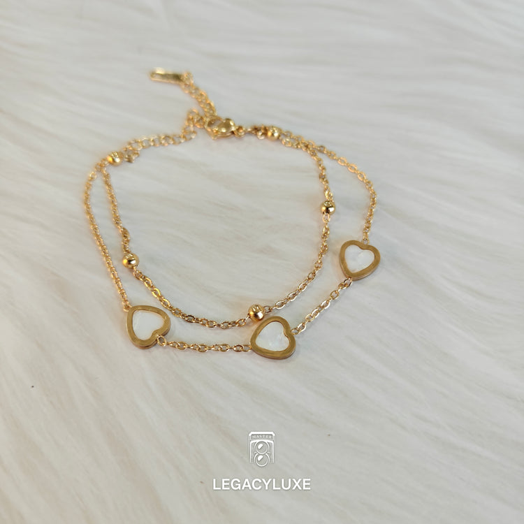 white pearl heart bracelet