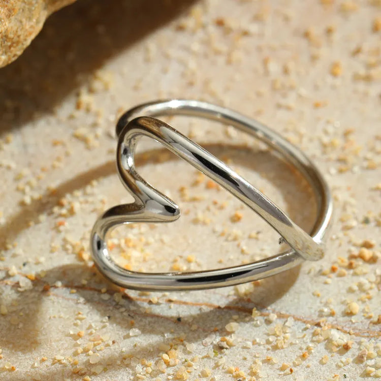 silver Heartbeat Minimalist Ring