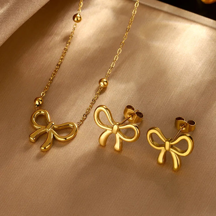 GoldenCharm Bow Jewelry Set