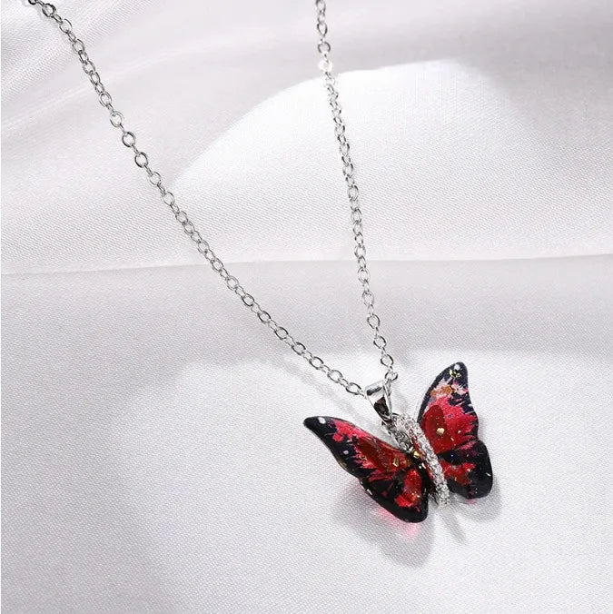 red butterfly necklace