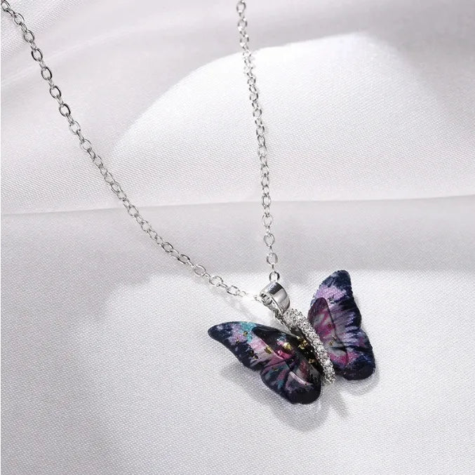 purple & black butterfly necklace